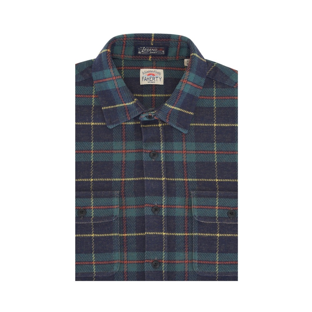 Faherty Brand Legend Mossy Elm Plaid Sweater Button Up Shirt Sz M Preppy Outdoor